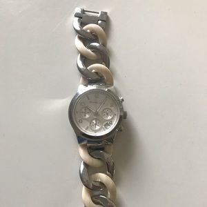 Michael Kors ivory and silver bracelet watch